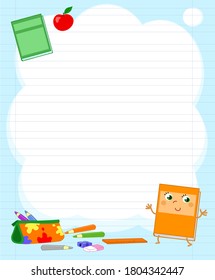 Fondo claro de la letra azul con objetos de escuela primaria ilustración vectorial