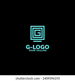 Light Blue Letter G Logo on Dark Background