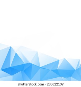 Light blue like wave ocean and white color abstract geometric rumpled triangular low poly style vector illustration graphic background