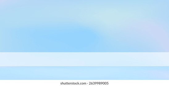 Light blue limbo background. Abstract vector 3d blue studio room. Limbo light wall background scene. Modern minimal Korean cosmetic product presentation showcase, winter promotion display mockup bg
