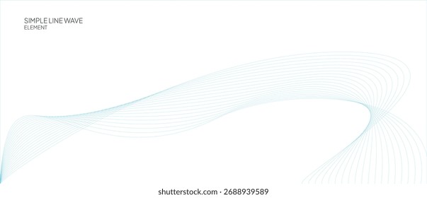 Onda de línea azul claro: elemento Abstractas mínimo sobre fondo blanco