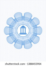 Light blue linear rosette with bank icon inside