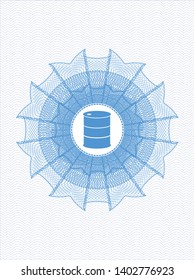 Light blue linear rosette with barrel icon inside