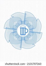Light blue linear rosette. with beer jar icon inside