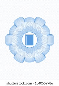 Light blue linear rosette with book icon inside
