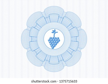 Light blue linear rosette with bunch of grapes icon inside