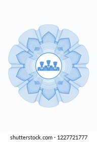 Light blue linear rosette with business teamwork icon inside