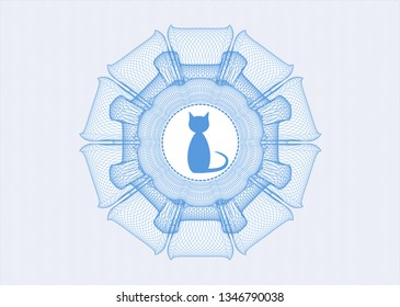 Light blue linear rosette with cat icon inside