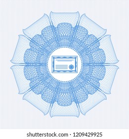 Light blue linear rosette with certificate icon inside