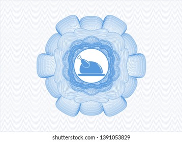Light blue linear rosette with chicken dish icon inside
