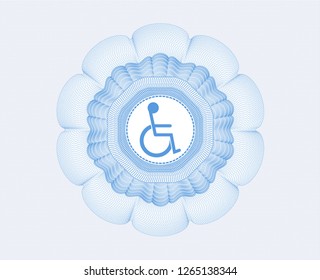 Light blue linear rosette with disabled (wheelchair) icon inside