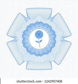 Light blue linear rosette with flower icon inside