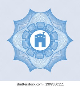 Light blue linear rosette with house icon inside