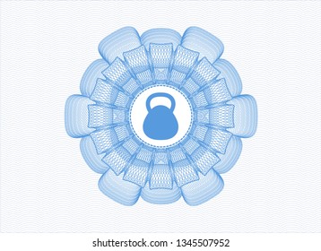 Light blue linear rosette with kettlebell icon inside