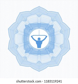 Light blue linear rosette with lat pull down, exercise icon inside