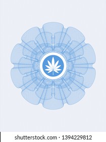 Light blue linear rosette with marijuana leaf icon inside
