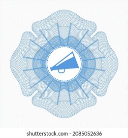Light blue linear rosette. with megaphone icon inside