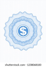 Light blue linear rosette with money icon inside