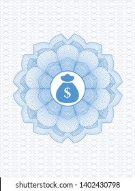 Light blue linear rosette with money bag icon inside
