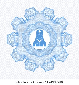 Light blue linear rosette with nurse icon inside
