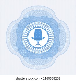 Light blue linear rosette with office chair icon inside