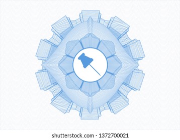 Light blue linear rosette with paper pin icon inside