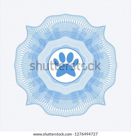 Light blue linear rosette with paw icon inside