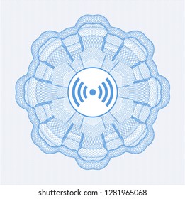Light blue linear rosette with signal icon inside