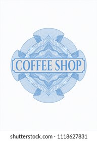 Light blue linear rosette with text Coffee Shop inside