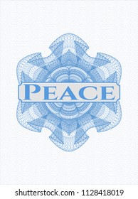 Light blue linear rosette with text Peace inside