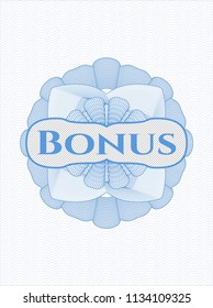 Light blue linear rosette with text Bonus inside