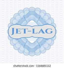 Light blue linear rosette with text Jet-lag inside
