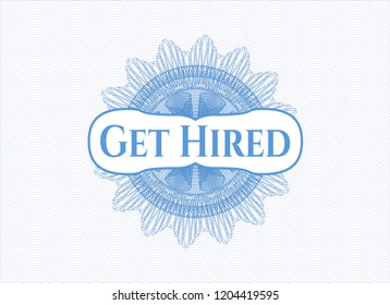 Light blue linear rosette with text Get Hired inside