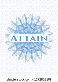 Light blue linear rosette with text Attain inside