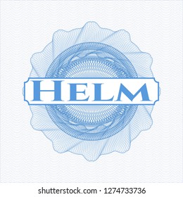 Light blue linear rosette with text Helm inside