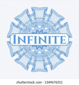 Light blue linear rosette with text Infinite inside