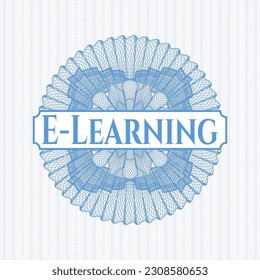 Light blue linear rosette with text E-Learning inside