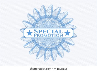 Light blue linear rosette with text Special Promotion inside