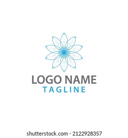 light blue logo on white background