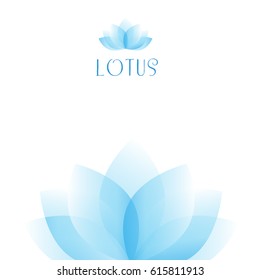  Light blue lotus flower background. Yoga world, body and mind. Vector illustration for yoga event, school, club, spa center. EPS 10