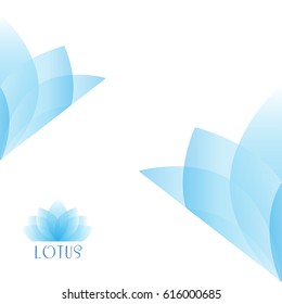 Light blue lotus flower background. Yoga world, body and mind. Vector illustration for yoga event, school, club, spa center. EPS10