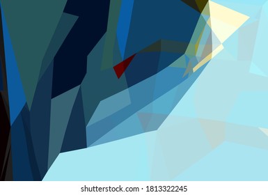 Light blue low polygon abstract background, broken cyan glass triangular wallpaper, green geometric technology banner, azure shiny crystal pattern design.