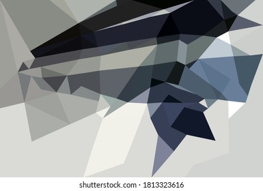 Light blue low polygon abstract background, broken gray glass triangular wallpaper, grey geometric technology banner, black shiny crystal pattern design.