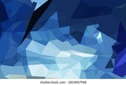 Light blue low polygon abstract background, broken cyan glass triangular wallpaper, indigo geometric technology banner, azure shiny crystal pattern design.