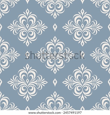 Light blue luxury vector seamless pattern. Ornament, Traditional, Ethnic, Arabic, Turkish, Indian motifs. Great for fabric and textile, wallpaper, packaging design or any desired idea.