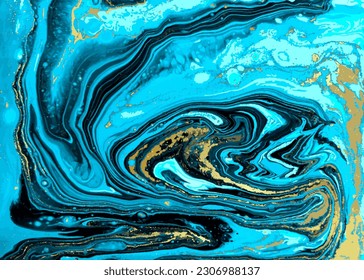 Light Blue Marble Background with Dark and Gold Veins