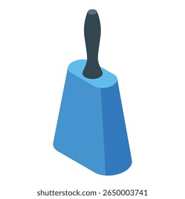 Campainha metálica azul clara com alça preta, criando uma imagem musical vibrante