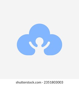 Light blue minimalist simple cloud logo template