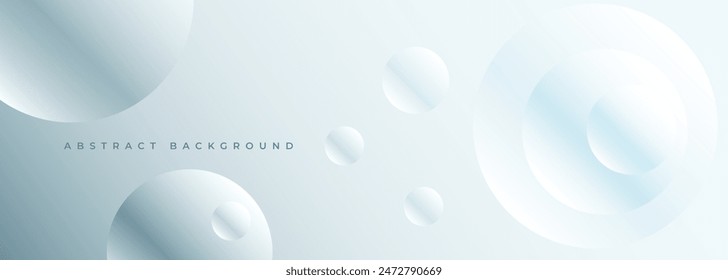 Anuncio amplio abstracto moderno azul claro con círculos Formas. Abstractas fondo de tecnología blanca y azul con esferas 3D. Ilustración vectorial