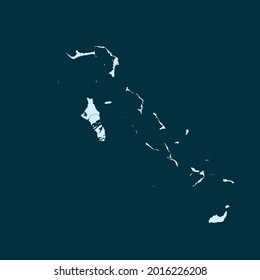 Light Blue Modern Map of Bahamas isolated on Dark Blue background, Vector Illustration EPS 10